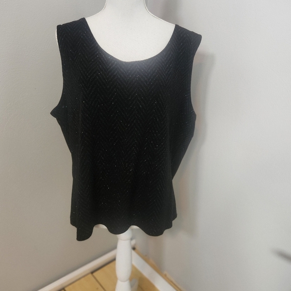 Apostrophe Black Sleeveless Scoop Neck Tank Top 2X - Picture 3 of 11